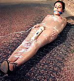 Wrapped in plastic, cleave-gagged, tit-grabbed, vibed