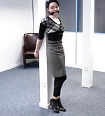 Office chick cuffed and cleave-gagged