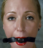 Blonde roped, ball-gagged, pegged and fucked